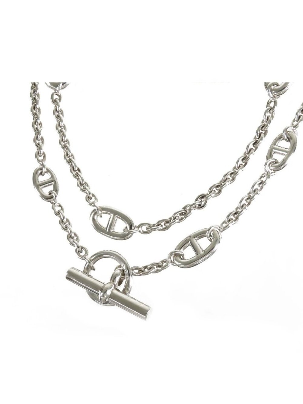Hermes Farandole Long Silver Chaine D'ancre Necklace